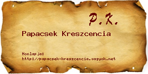 Papacsek Kreszcencia névjegykártya